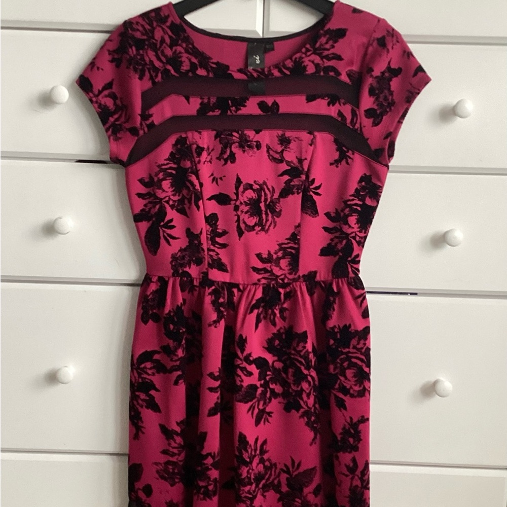 Trixxi Floral Pink and Black Dress
